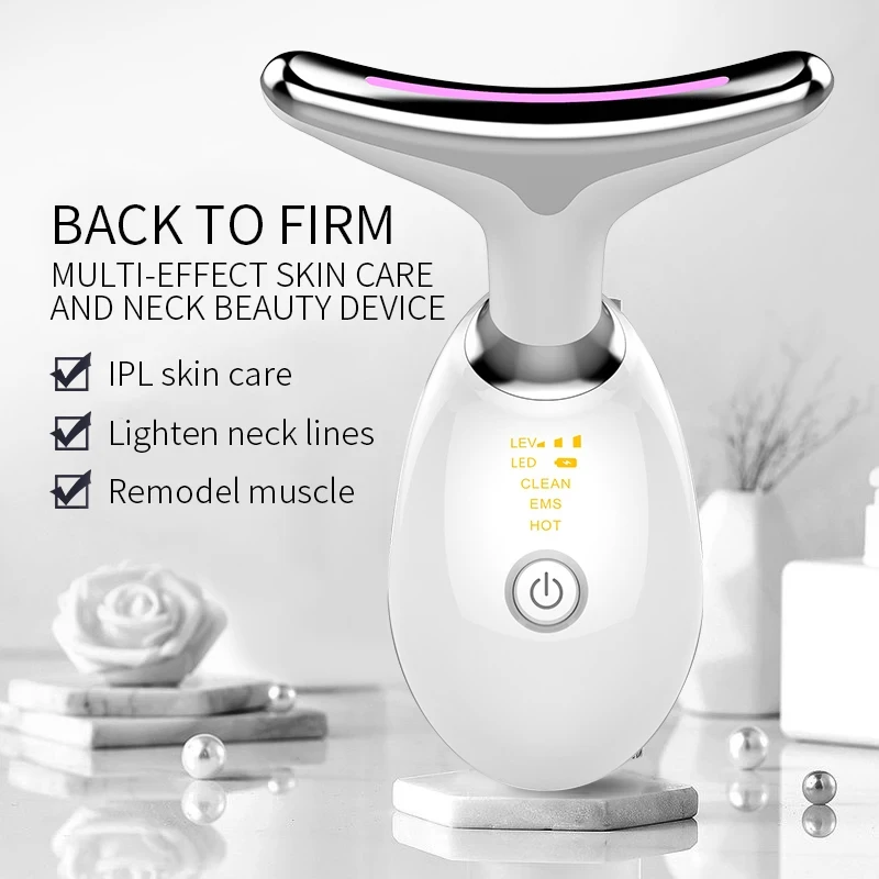 LED Photon Therapy Face Neck Massager, Pele Aperte Massagem, Reduzir o Queixo Duplo, Anti Rugas, Remover Dispositivo de Beleza, Ferramentas de Cuidados com a Pele