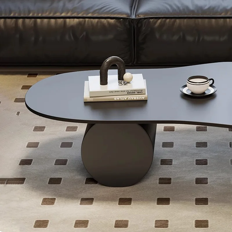 Meja Kopi Oval Bergelombang Gaya Sederhana Meja Kopi Estetika Eklektik Mewah Desain Geometris Meja Kopi Perabot Ruang Tamu