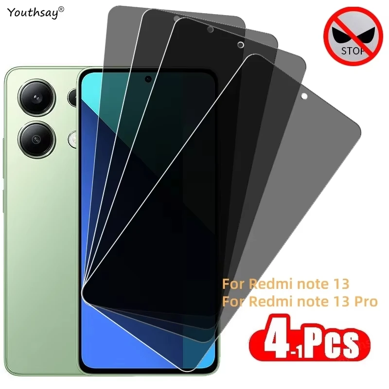 

1-4PCS Privacy Temered Glass For Xiaomi Redmi Note 13 5G 14 12 11 10 Pro 8 9 12 Pro Plus Redmi 12 13C Screen Protector Anti-Spy