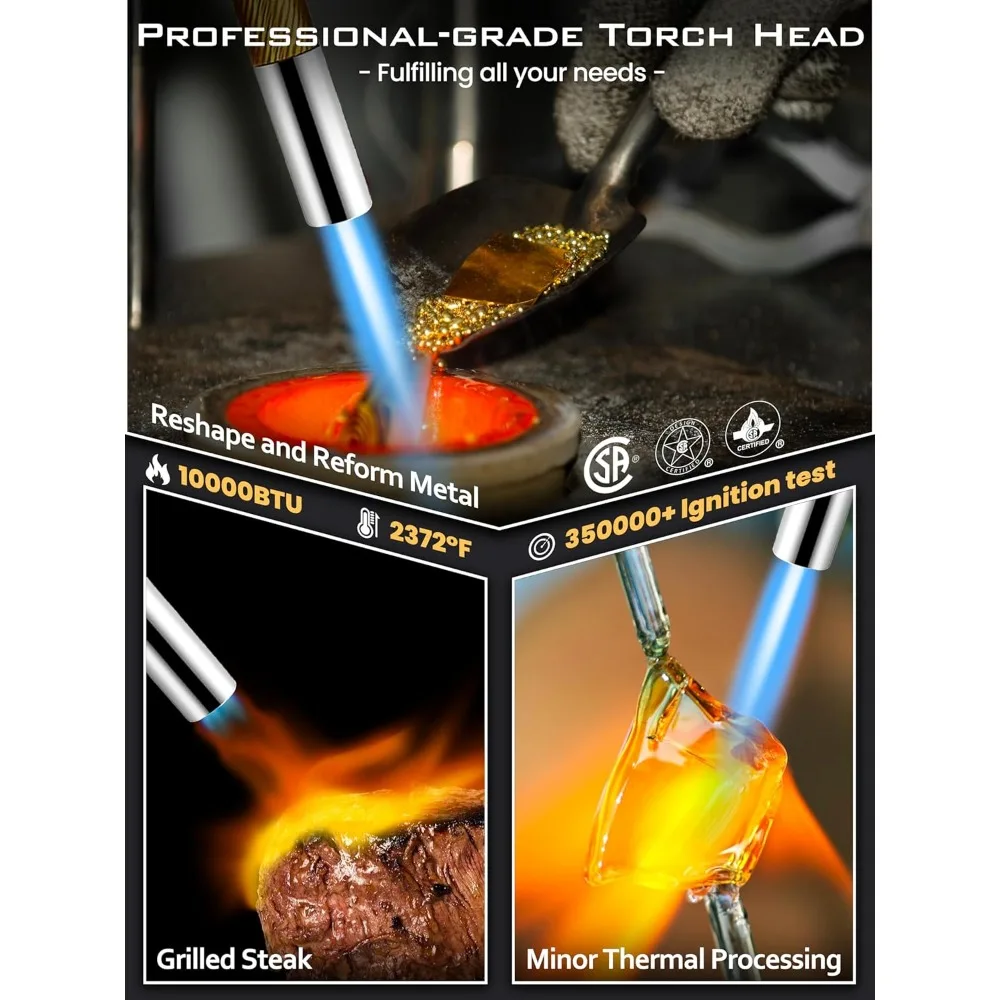 Testa della torcia a propano ad alta intensità con avviamento a grilletto, fiamma a matita per saldatura, saldatura e cottura - Certificato CSA