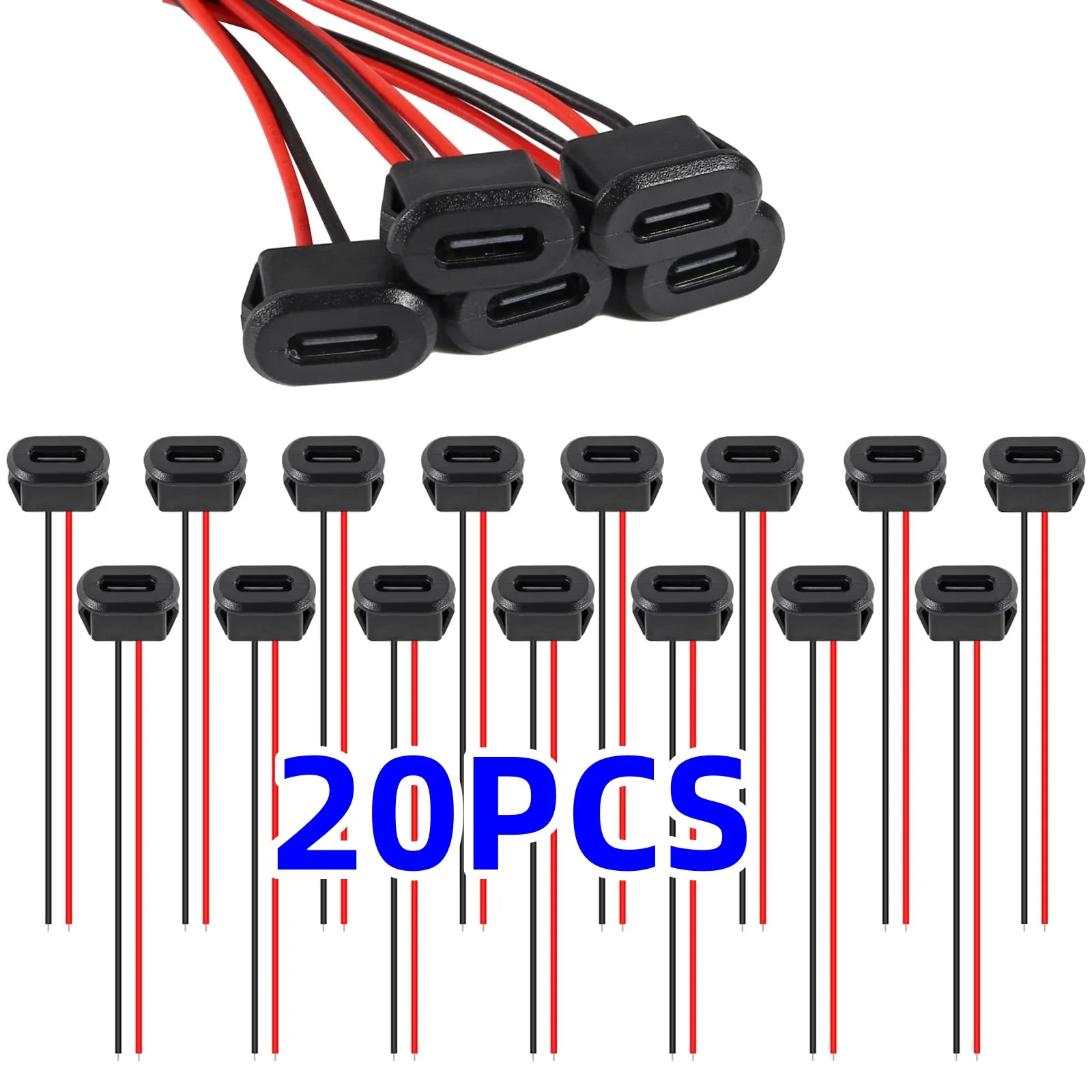 1-20PCS Female 2-pin USB Connector Type-C Anti Jellyfish Socket Connector Socket Female Charging Port Connection Accessories