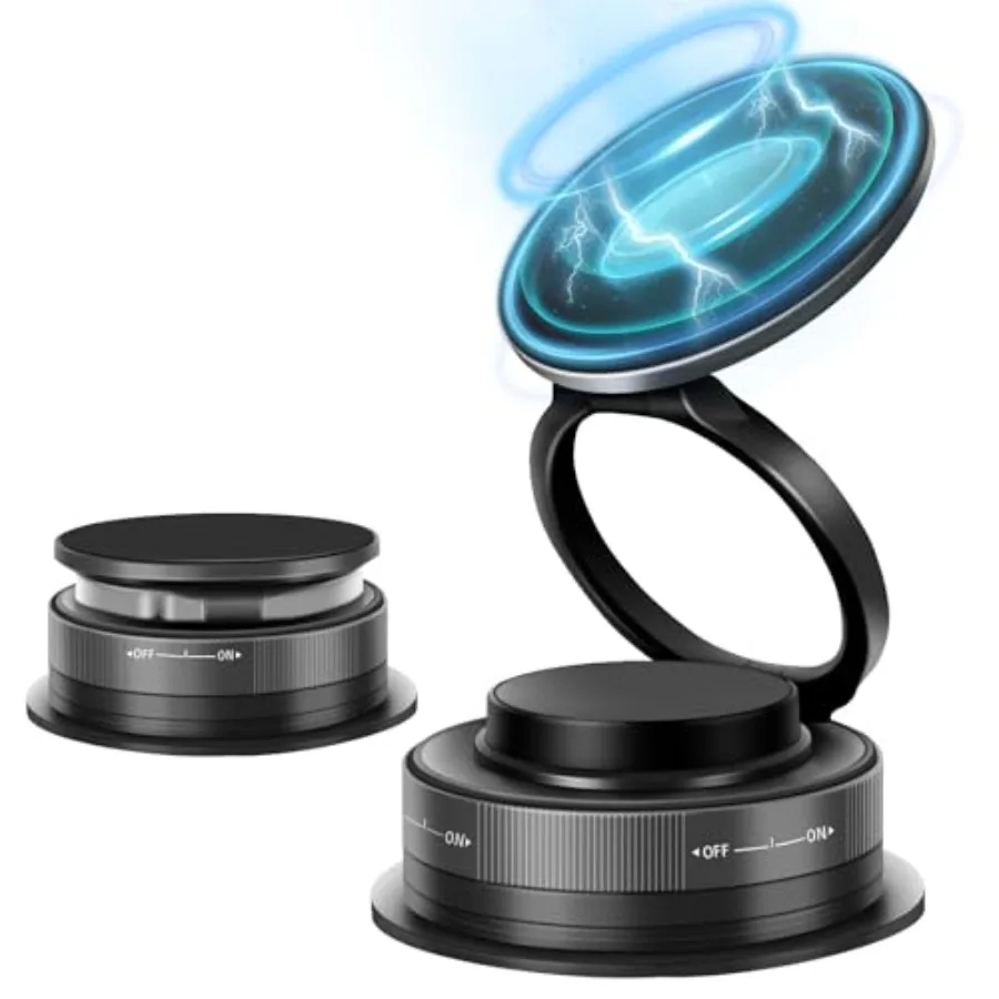 

360 Adjustable and Foldable Magnetic Vacuum Phone Holder with Suction Cup Mount for HandsFree Use in Cars Gym Mirrors and All V