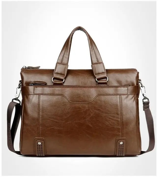 1pcs Cowhide Business Bag, Public Document Bag, Genuine Leather Computer Bag, Business Document Bag, Back Shoulder Strap