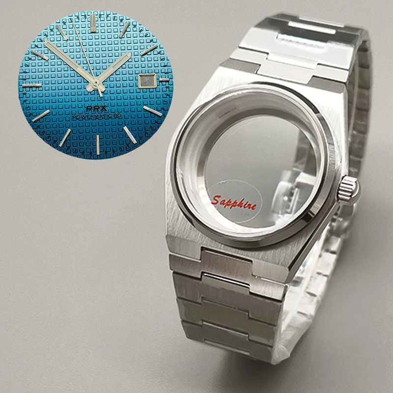 40mm Silver PRX Super Player Watch Case Sapphire Glass Fit For NH35 NH36 NH38 4R Movement Multi-Color Dial Hands Parts Refit