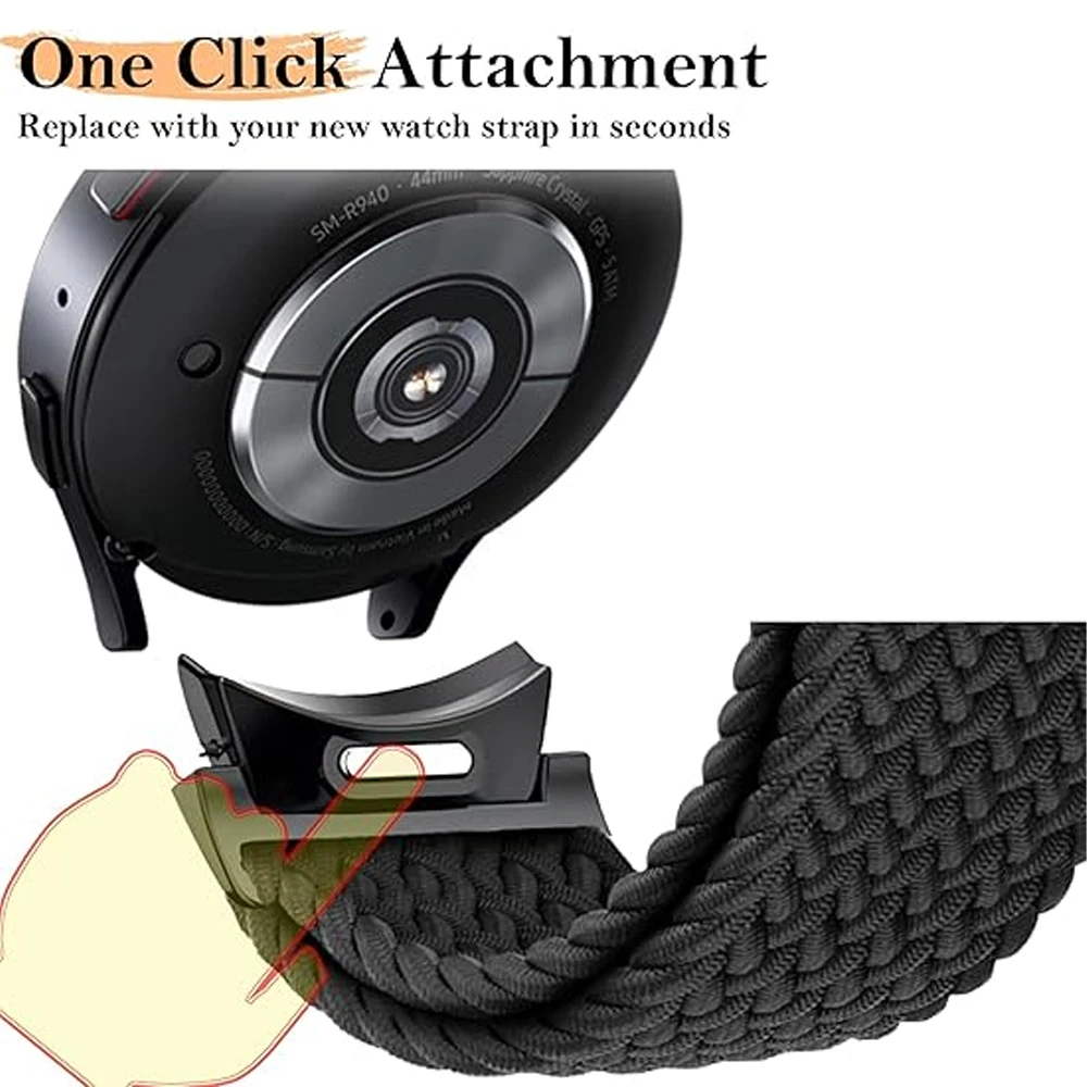 Band For Samsung Galaxy Watch 7 6 4 classic/5 Pro 44mm 40mm No Gaps Braided Nylon magnetic bracelet correa Galaxy watch 7 strap