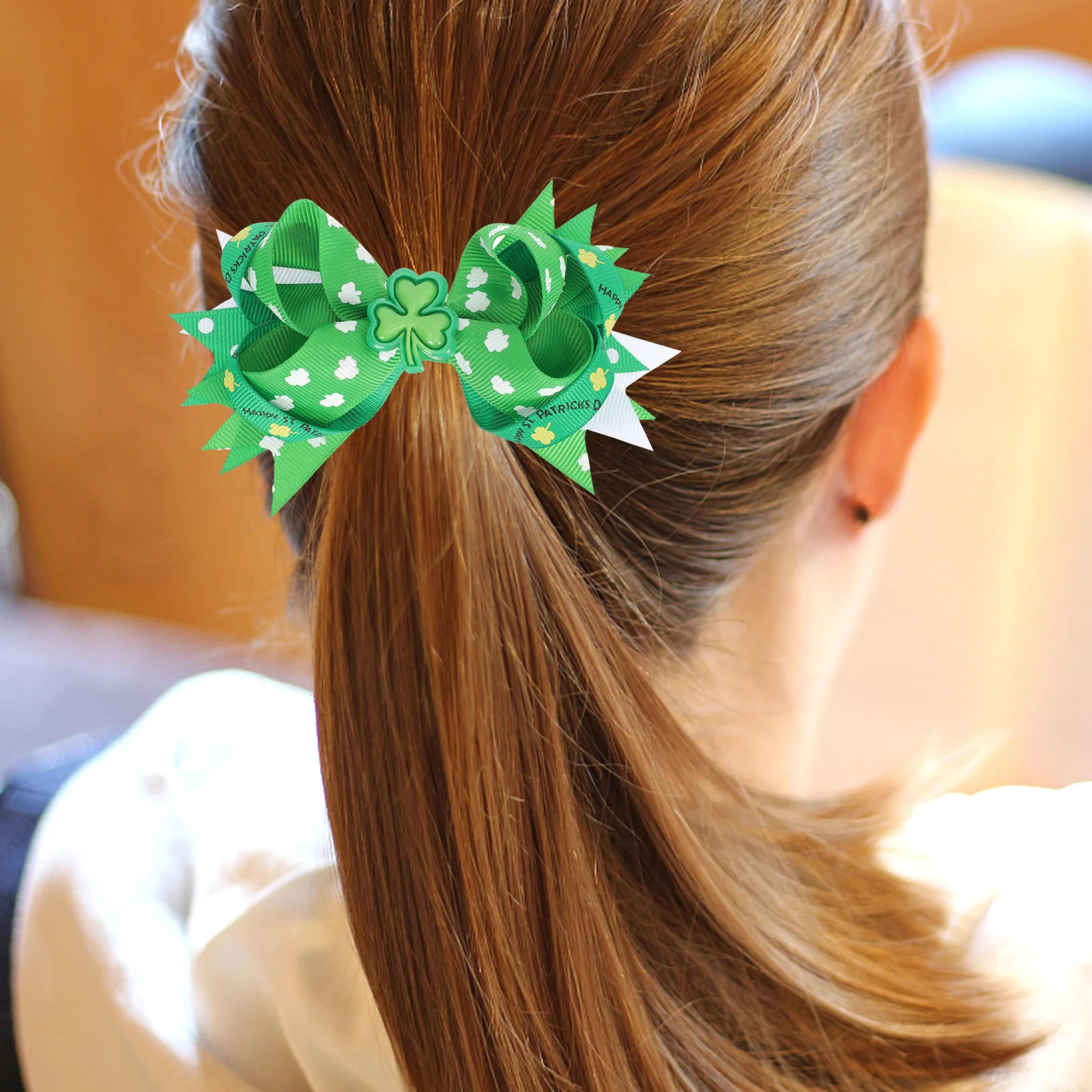 

4 Pcs Bow Hairpin Stpatricks Day Bows Clips Decorative Irish Barrettes Festival Party Hairpins