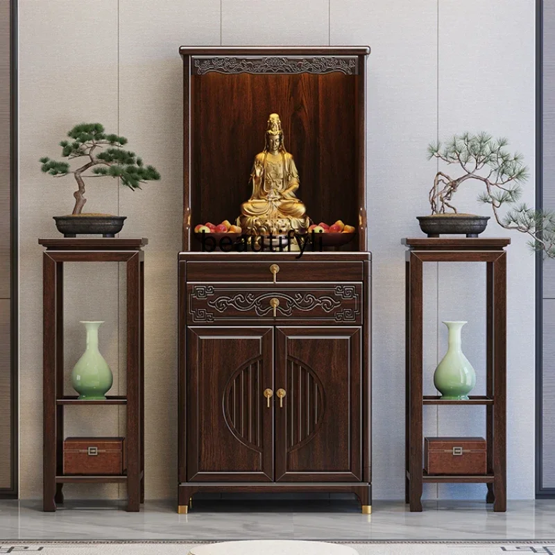 Solid wood offering Buddha cabinet vertical cabinet household offering table vertical cabinet shrine Buddhist platform