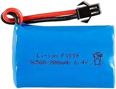 6.4V 800mAh 16500 20C แบบชาร์จไฟได้ปลั๊ก SM-2P สำหรับ wltoys 18628 18629 18428 18429รถบังคับวิทยุ1/18 mobil RC