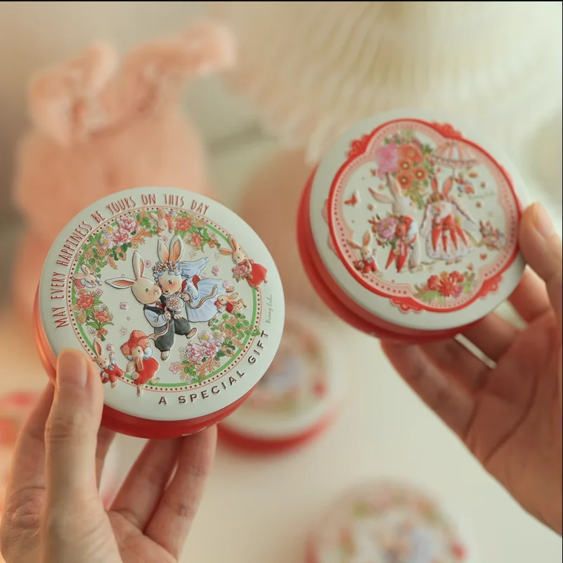 1PC Cartoon Small Round Storage Tinplate Box Creative Wedding Ferrero Candy Gift Box For Girl Bedroom Jewelry Organizer Cases