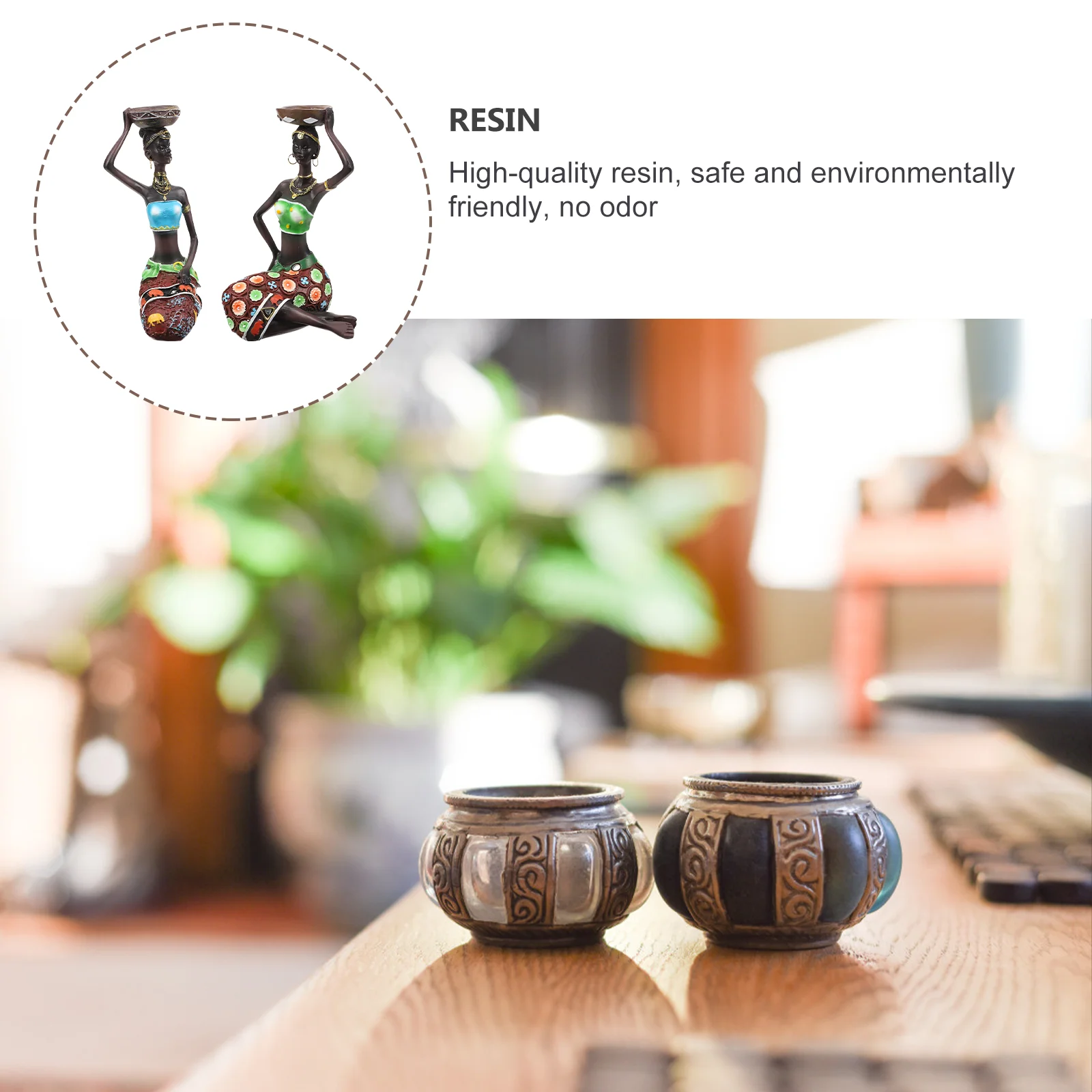 

2 Pcs Candlestick Ornament Holders Candlesticks Fireplace Ornaments Decorative Resin Miss Vintage