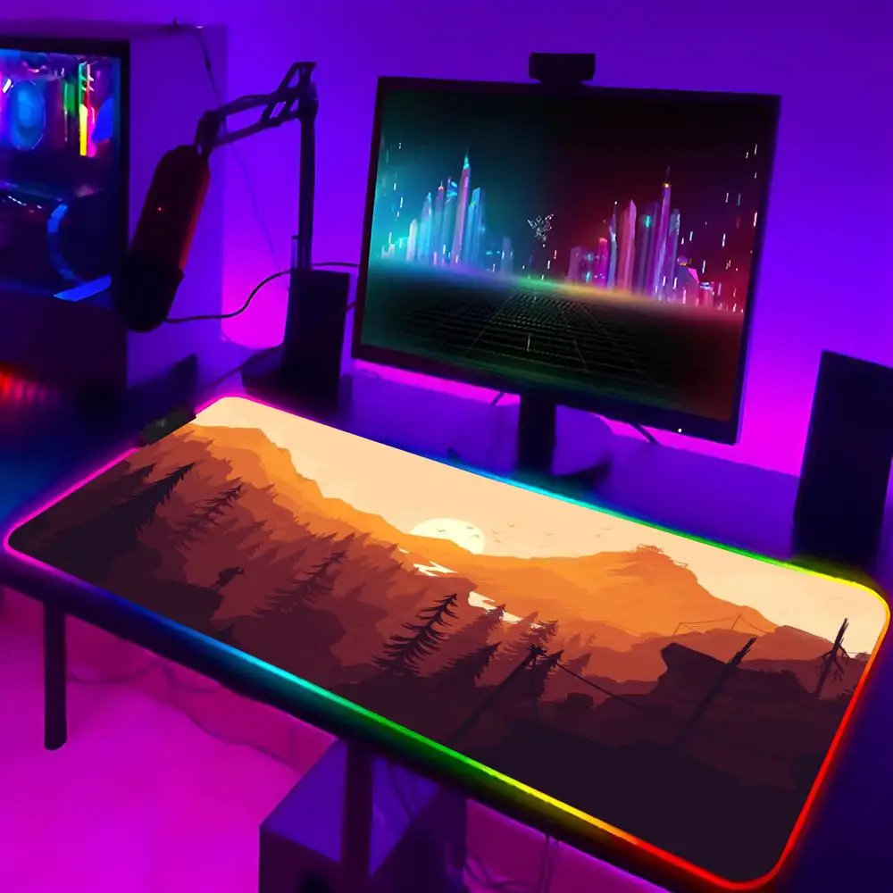Firewatch Mouse Diy Printing Pad Xxl Laptop Mat Gaming Rgb Mousepad Backlit Keyboard Gamer Girl Table Pads Deskpad