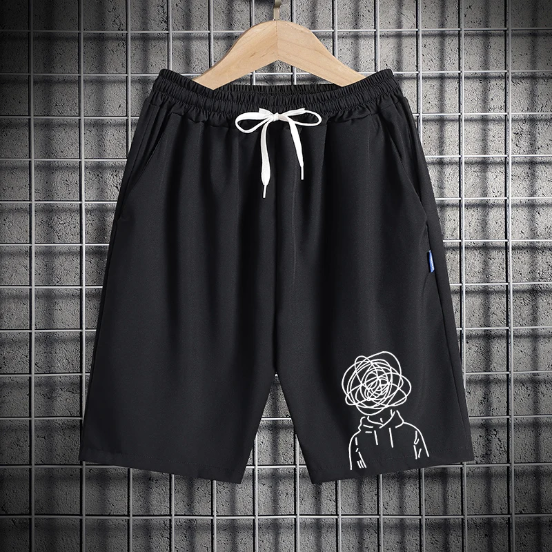 

Trendy Ice Silk Men's orts Summer Thin Baskeall Sport Qui Dry Loose Casual Five-Quarter Length Pants Breathable Straigh...