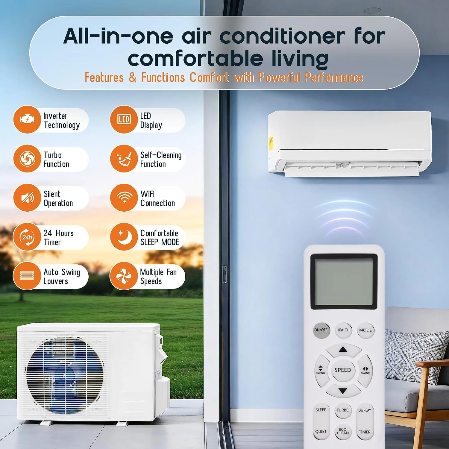 18000 BTU Mini Split Air Conditioner & Heater, 18 SEER2, 208-230V, Custom