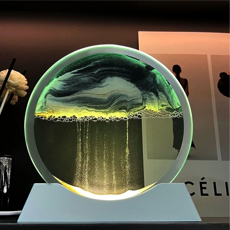 

Ночник-песочные часы с эффектом динамического песка, 3D-декор для гостиной, винного шкафа, роскошная настольная лампа-водопад 2024