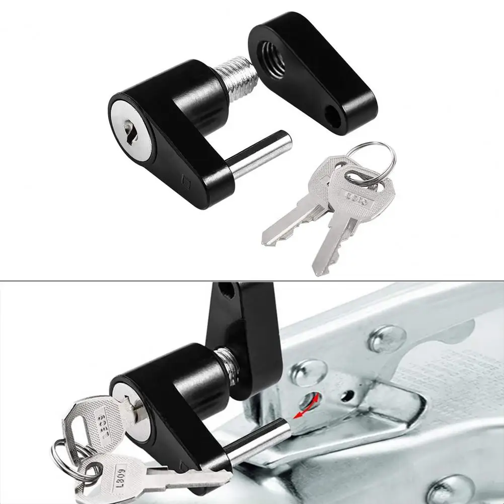 1/4-Inch Coupler Padlock Durable Rust Proof Hard-wearing Locking Hauling Security 2 Keys Anti-theft Black Trailer Hitch Lock