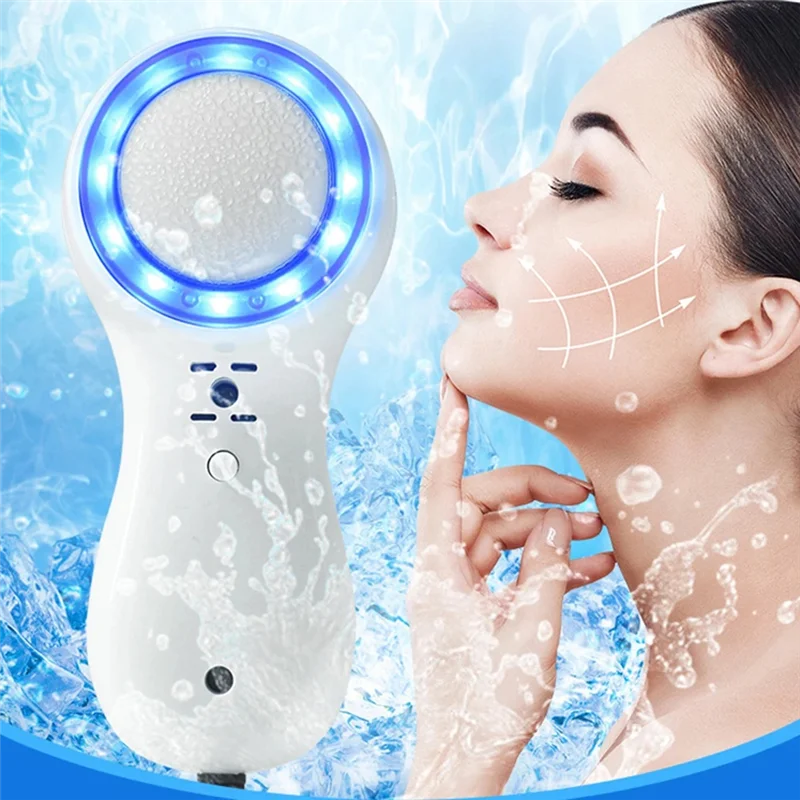 【VENDA RÁPIDA! 】Terapia de luz azul plugue da ue massagem da pele facial máquina de aperto de levantamento martelo frio ferramentas de beleza cuidados com a pele equ