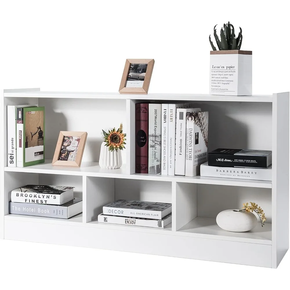 

5 Cube Bookcase, 2 Tier Wooden Storage Open Bookshelf, Multipurpose Display Storage Cabinet for Living Room, Bedroom, Hallway