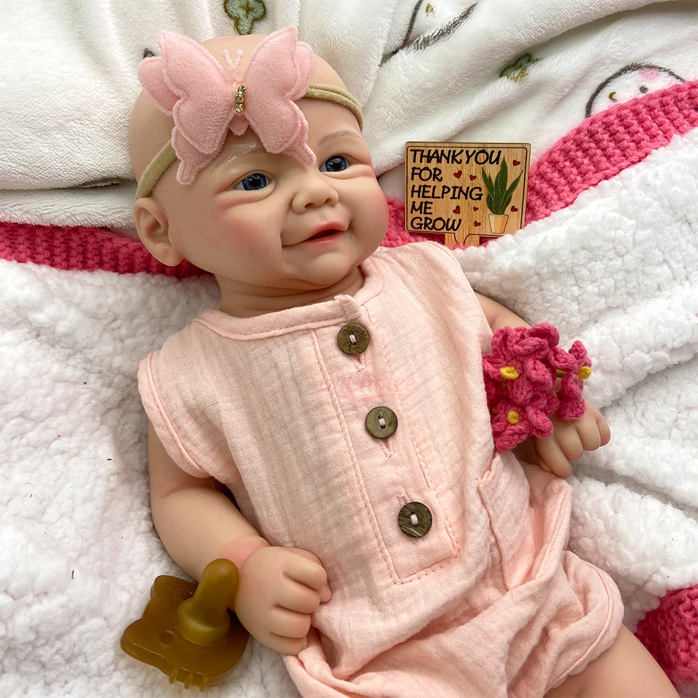 

17" Silicone Reborn Baby Doll Blue Eyes Reborn Bebe Girl/Boy Lifelike Hand Painted Reborn Baby Soft Weighted Newborn Gift Set