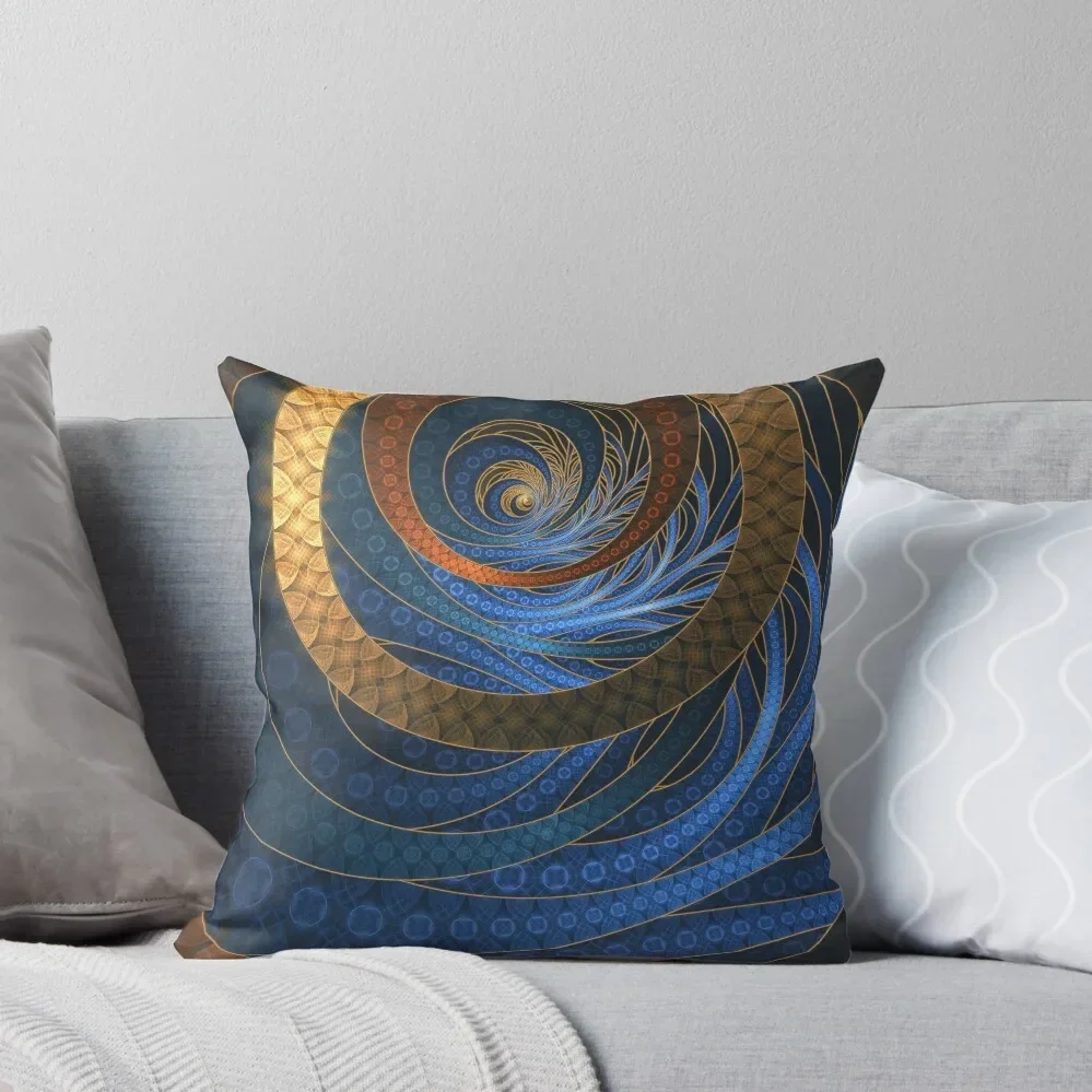 Royal Blue Sapphires and Shining Gold Fractal Bangles Throw Pillow Sofa Decorative Covers Pillowcase Pillow