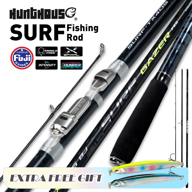 

Hunthouse Long Cast Surfcasting Spinning Fishing Rod 4.25m 4.05m 100-250g Fuji Guide Ring Carbon Fiber 3 Section Accessories