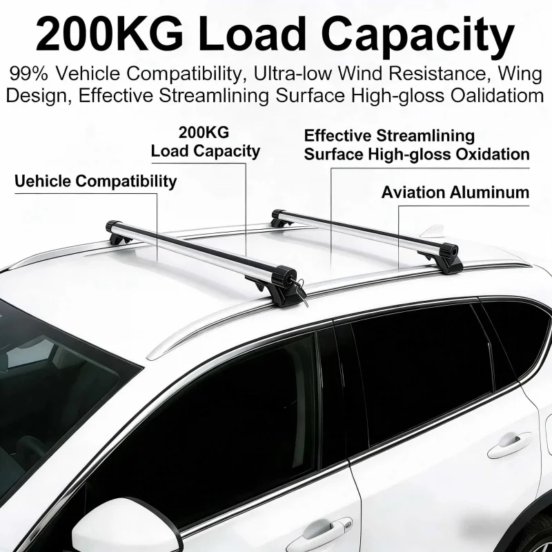 

Sturdy Grade Aluminum Universal Roof Rack Crossbars, No-Drill, Quiet Aerodynamic Design