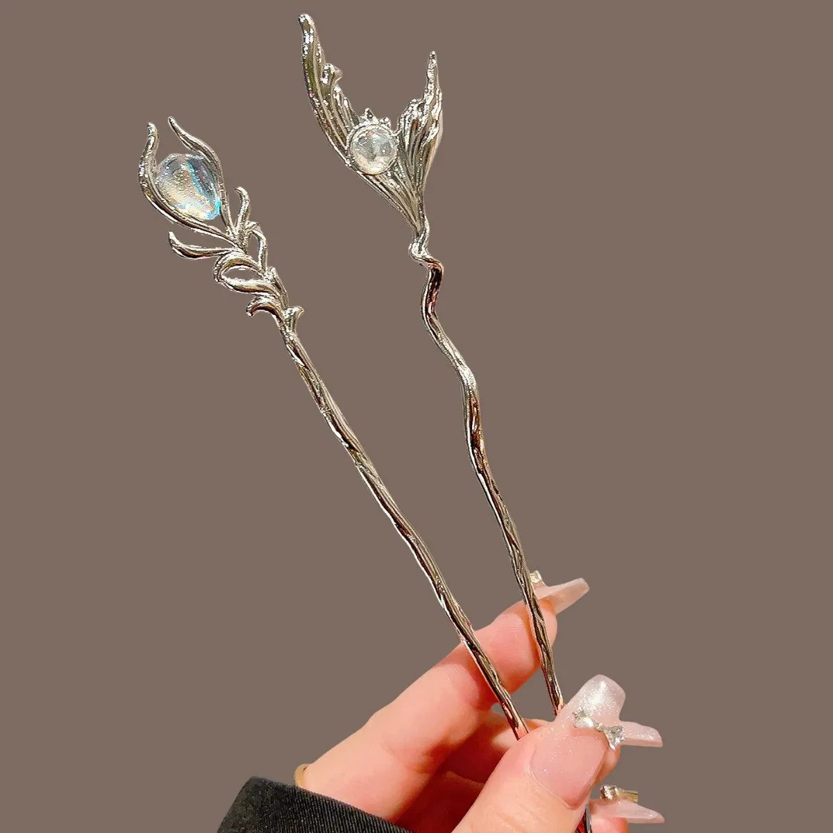 Spinka do włosów Moonlight Stone Aurora, motyw podwójnego motyla, damska, antyczna ozdoba na głowę, metalowa biżuteria, akcesoria do włosów.