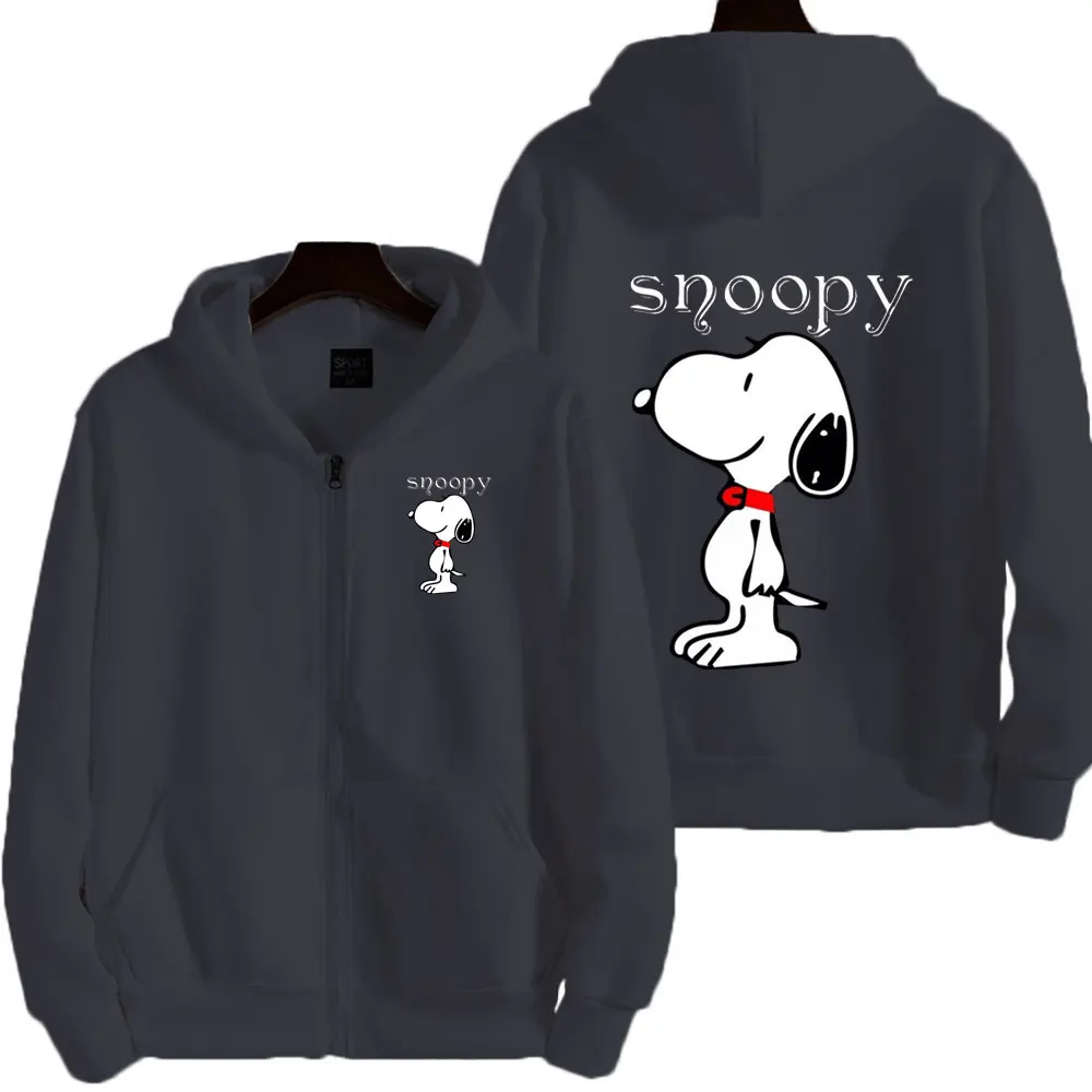 Snoopy Purple Cartoon Anime Men Zip Up Hoodie Spring Autumn Fashion Women Sweatshirt 2024 New Korean Style Couple Jacket Clothes