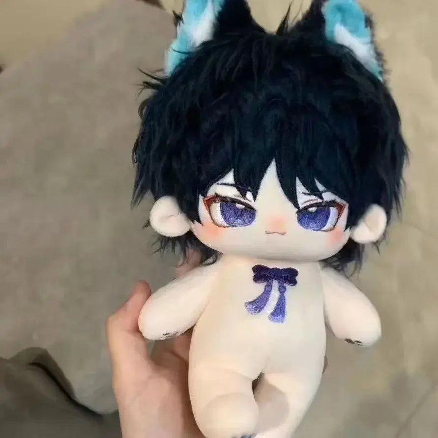 20cm jogo dos desenhos animados genshin impacto andarilho scaramouche kunikuzushi cosplay boneca de algodão nu bebês fantoche fofo boneca fuzzy