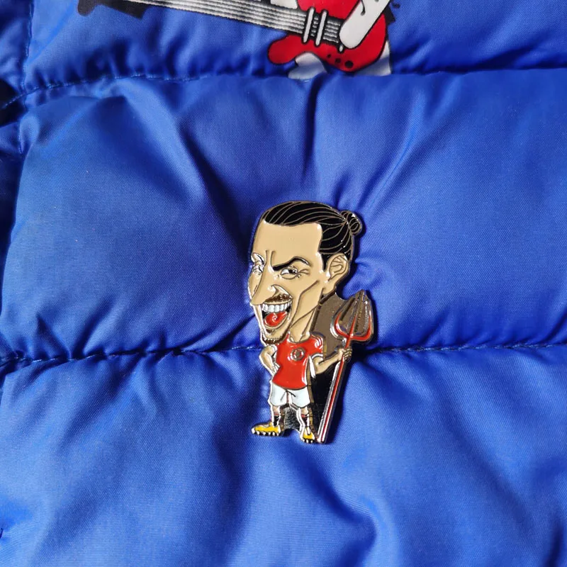 Custom Soccer Stars Caricature Lapel Pin, Sports Soccer Jersey Brooch Badge, Basketball Star Folk Art