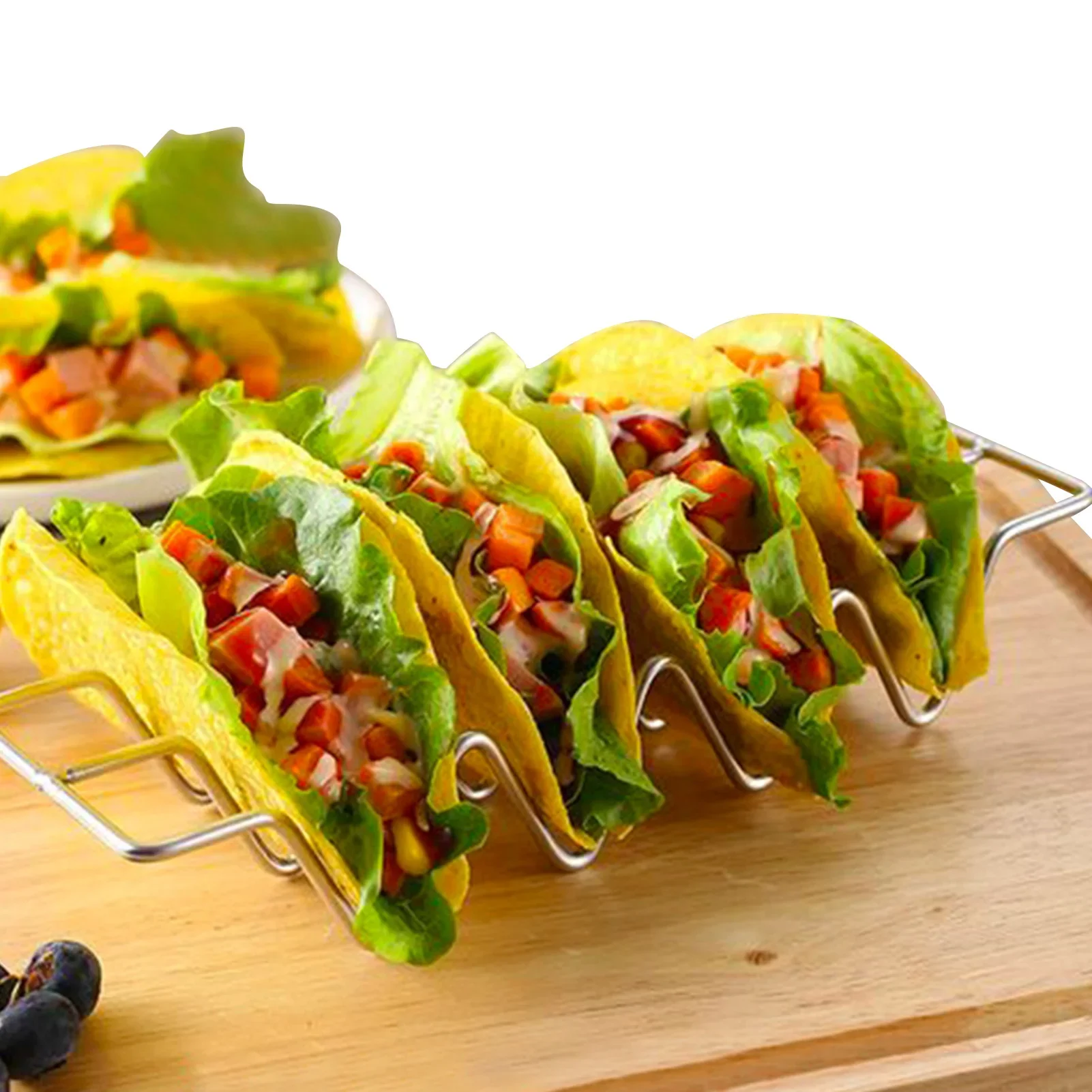 Taco Holder Stand Each Rack Holds Up To 4 Hard Or Soft Tacos W-Shaped Taco Rack Each Keeping Shells Upright