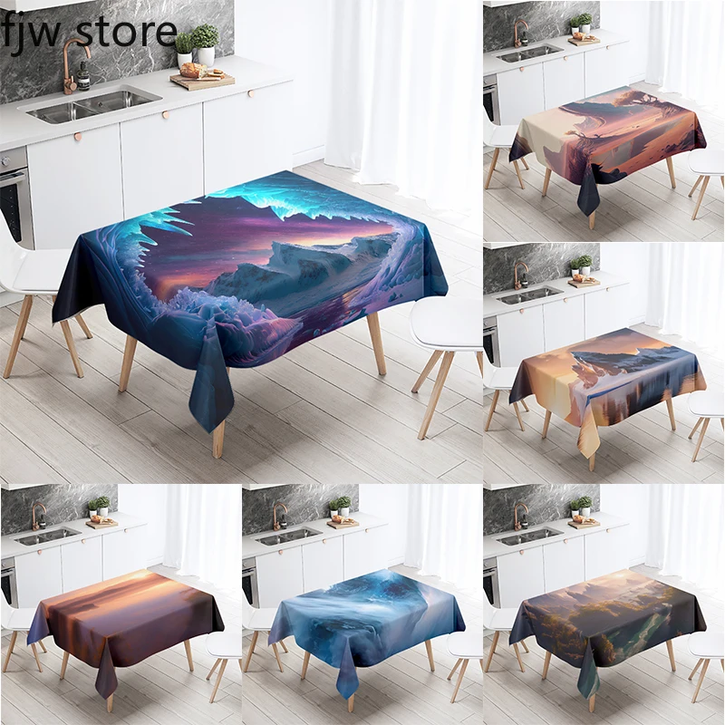 

Anime Scenery Printing Rectangular Tablecloth Stain Resistant Waterproof Restaurant Kitchen Table Cloth Home Decoration