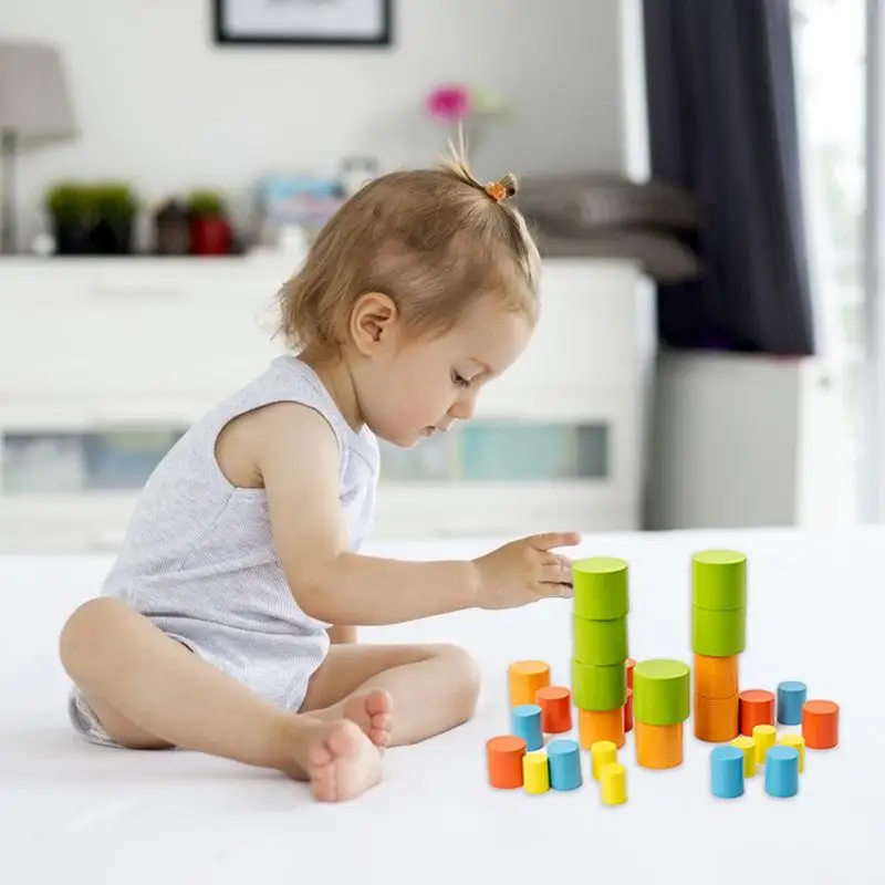 Bloques de construcción Montessori para niños, juguetes apilables, juegos de mesa para niños pequeños, juguetes de clasificación de Color, habilidades motoras finas interactivas para