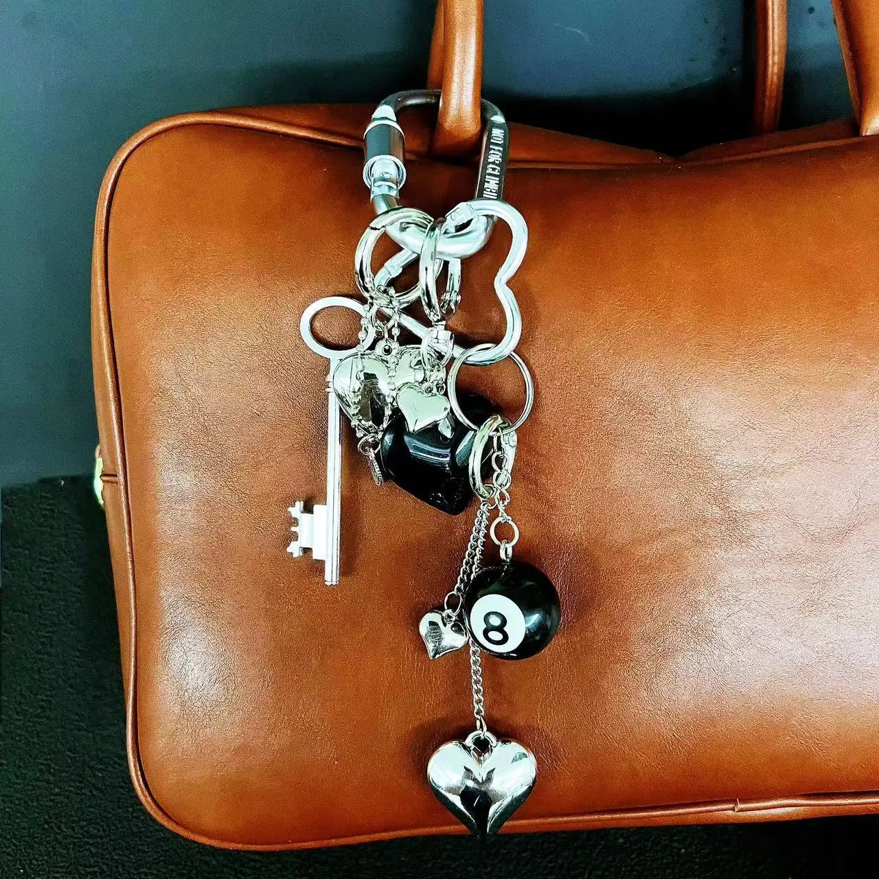 Punk Cluttered Dice Key Shape Bag Pendant Retro Handmade Heart Y2k Keychain Billiard Mashup Trendy Jewelry For Bagpack Gifts