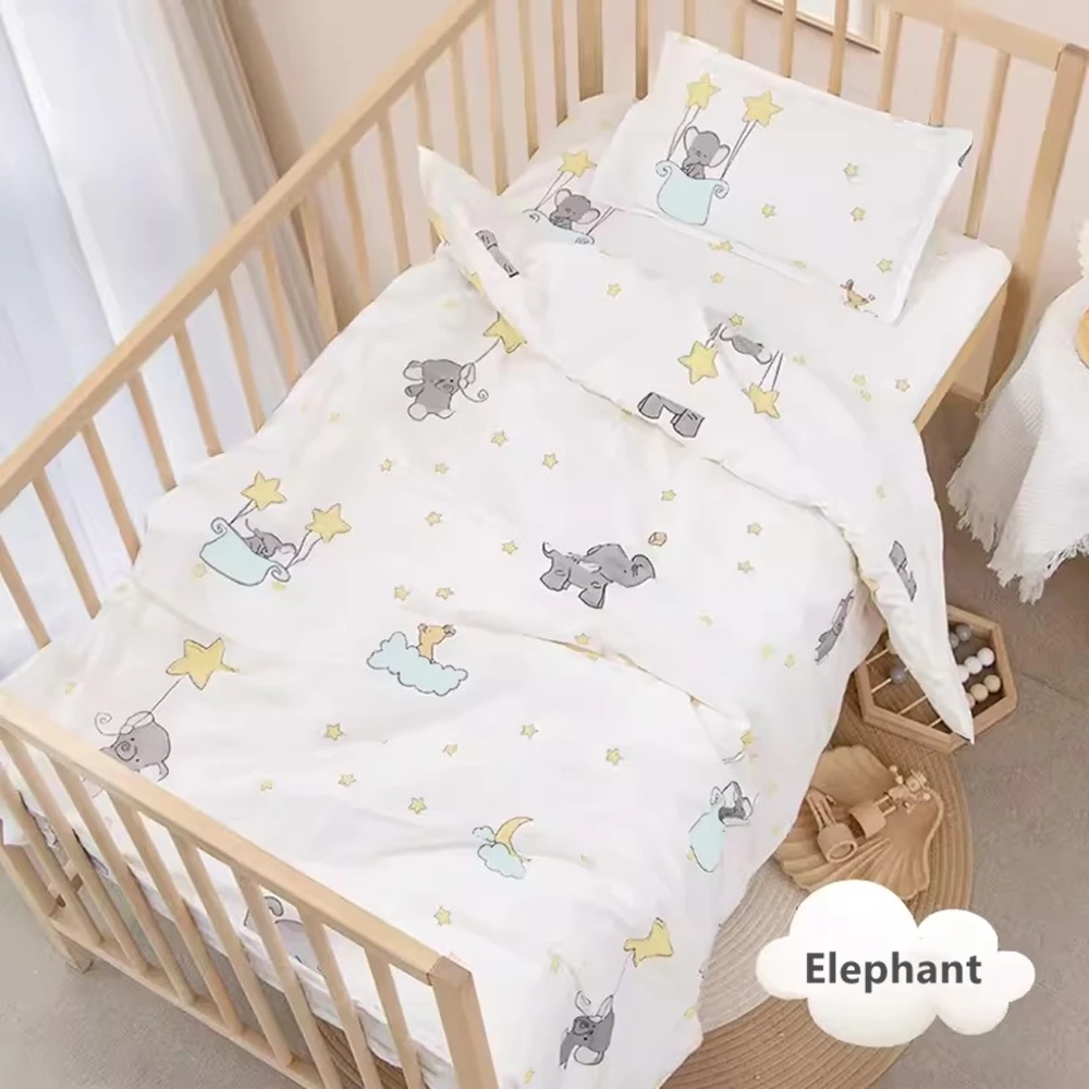 

Without Filler 3PCS Crib Bedding Set Cotton Bedroom Decor Baby Girl Boy Crib Bed Linens Include Duvet Cover Pillowcase Sheet