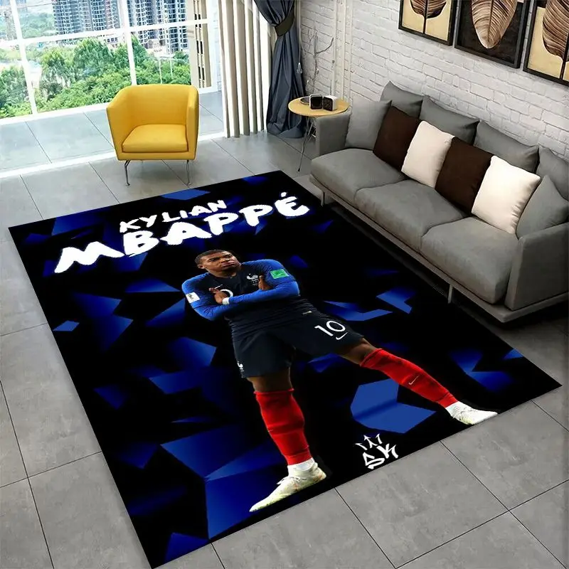 Football M-Mbappe Sport Star Non-Slip Area Rug for Living Room,Bedroom,Playroom,Soft Carpet Floor Mat Home Decor Rug Kids Room