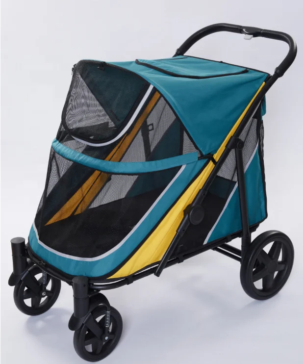 

Factory Wholesale High Quality Large Dog Stroller Luxury 4 Wheels Pet Stroller Cat Dog Trolley for Dog