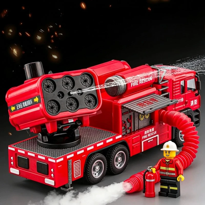 1:50 Smoke Exhauster Fire Fighting Vehicle Alloy Metal Diecast Model Car Simulation Collectibles Ornaments Holiday Gift