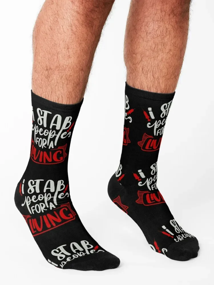 I Stab People For A Living Socks Lots sports and leisure snow hockey Socks Women's Men's