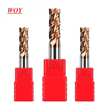 WOY HRC55 Karbür Uçlu Değirmen 1 2 4 5 6 8 10 12mm 4 Flüt freze kesicisi Alaşım Kaplama Tungsten Çelik Kesme Aleti CNC