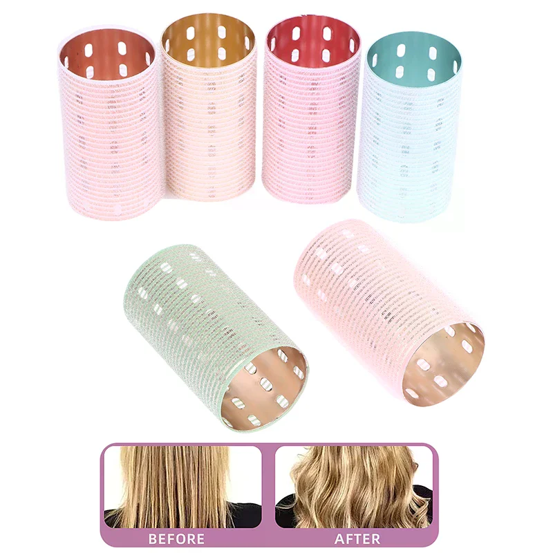 Color Aluminum Core Self-adhesive Hair Roll 5*9cm Pure Nylon Hook And Loop Roller Self Grip Styling Hot Thermal Volume Curler