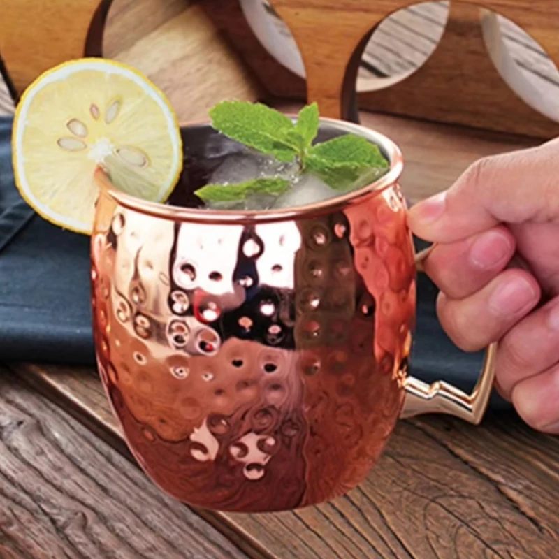 530ml Cocktail Wine Cup Moscow Mule Mugs Stainless Steel Copper Plated Juice Beer Cup Coffee Mugs Bar Champagne Party Drinkware