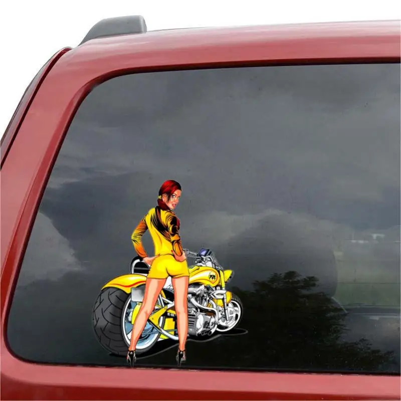 Retro Poster motorcycle Girl Garage Car Bumper Window Sticker Decal  Label Tool Lunch Box Helmet Funny Bumper Truck  Accessories