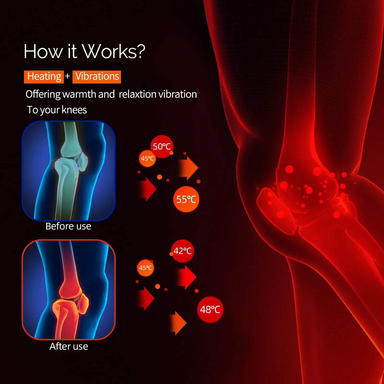 Masajeador de rodilla inalámbrico inteligente con calor y vibración, dispositivo relajante de presión de aire para comodidad diaria, regalo calmante muscular