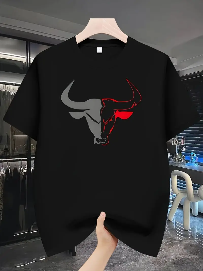 Summer Men's Fashion Novelty Versatile Round Neck Printed Short Sleeve T-Shirt Casual Daily Wear Outdoor Top Gift For Adults
