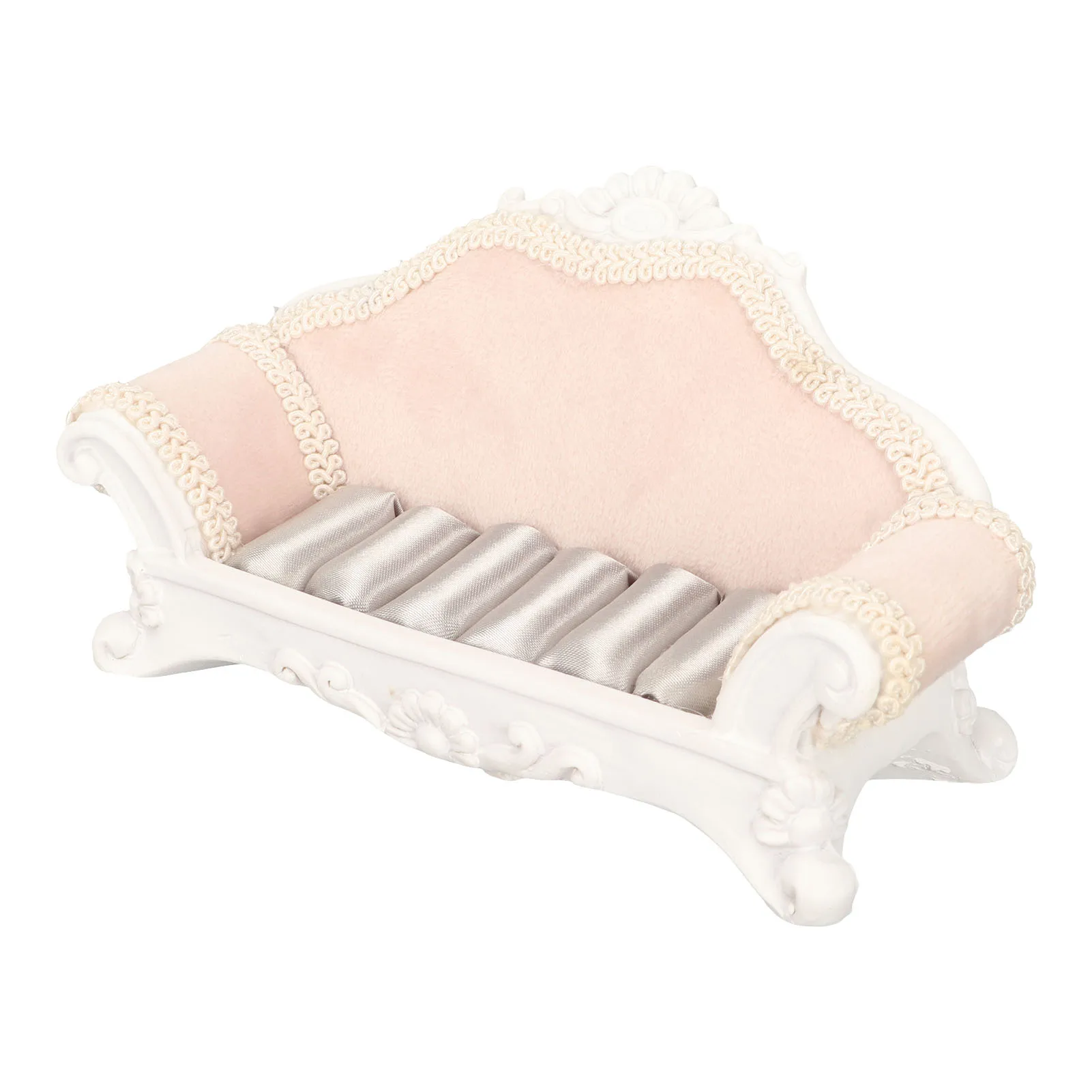 حامل مجوهرات على شكل أريكة، حامل عرض من الراتنج، حامل خاتم رواية لحفلات الزفاف وعيد الحب وعيد الأم باللون الوردي #2