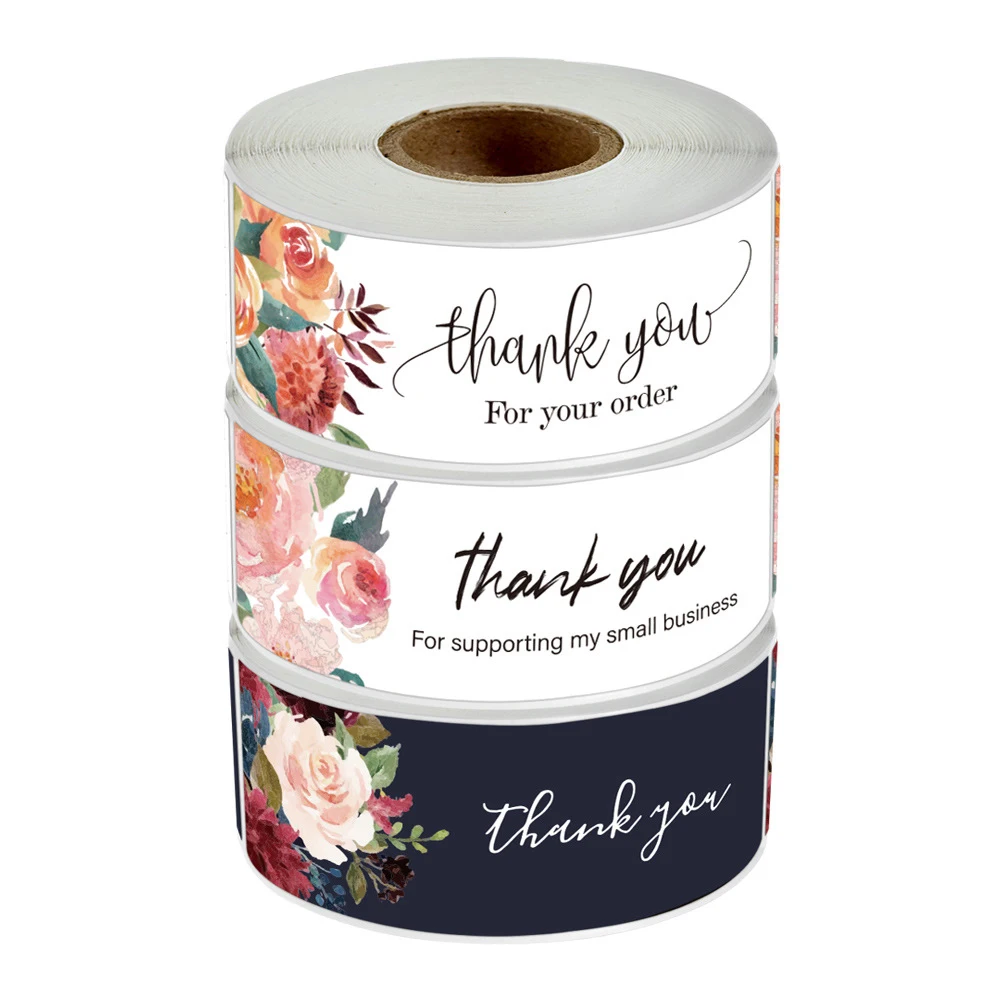 120pcs/roll 7.5*2.5cm Thank You Stationery Sticker Small Business Shopping Wrapping Decorative Stickers Label