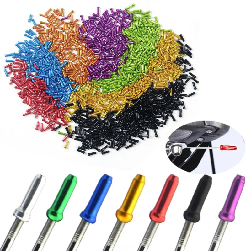 50/100pcs Bicycle Cable End Caps Aluminum Alloy Bike Brake Shifter Cable Tips Wire End Cap Multiple Colors Bike Line Core Caps