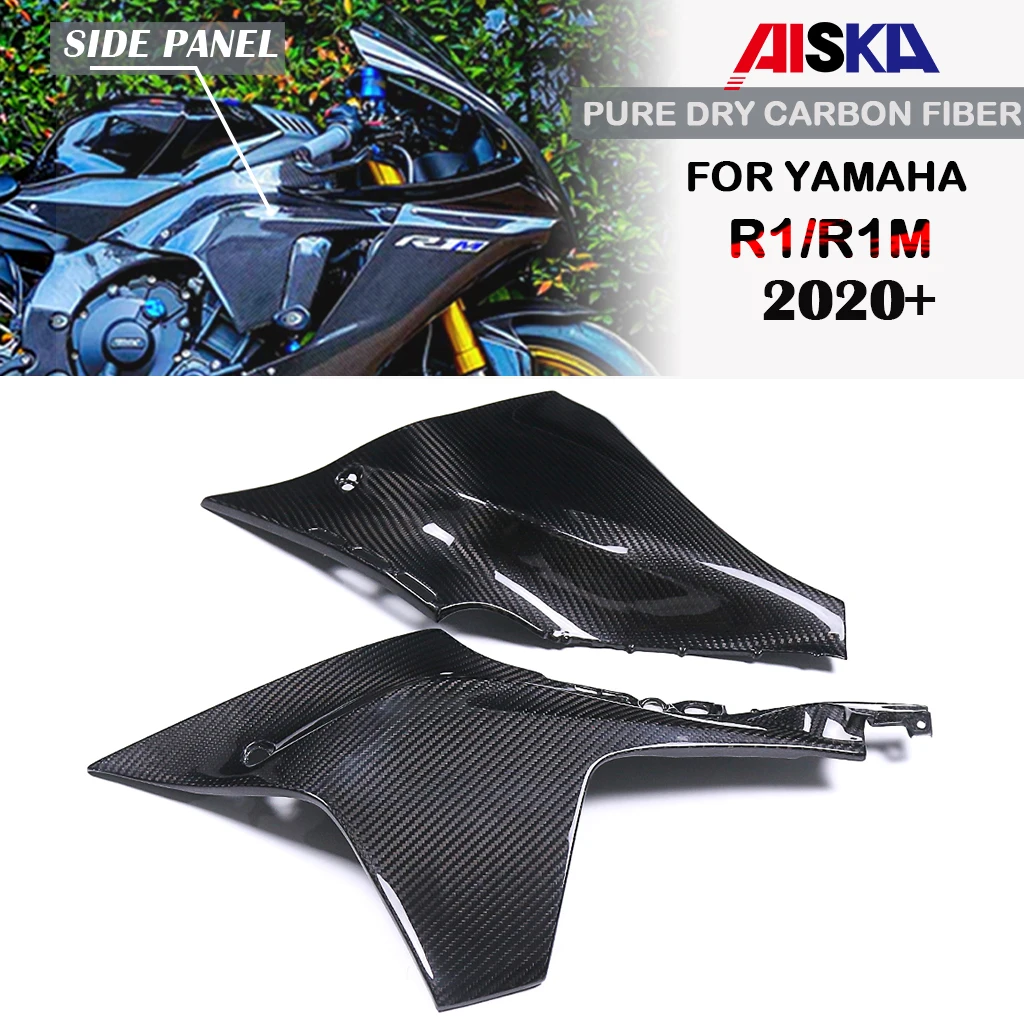 

Аксессуары для мотоциклов, комплект обтекателя верхней боковой панели, спойлеры из сухого углеродного волокна 3K для YAMAHA YZF R1 R1M 2020 2021 2022 2023 2024