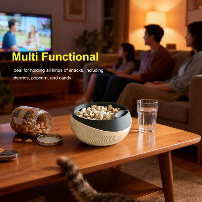 Double Layered Dried Fruit Bowl Plastic Snacks Bowl With Shell Storage For Nut Pistachios Cherries Popcorn Candy Sand Color And