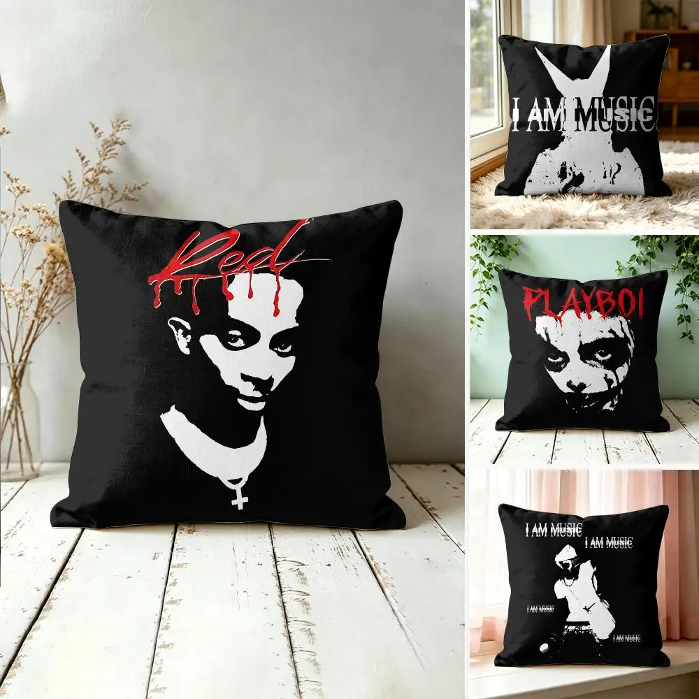 P-Playboi Carti Rock Cool Cushion Cover Square Decorative Throw Pillow 40x40cm For Sofa Bedroom Living Room Home Decor